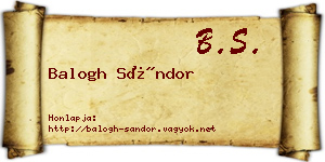 Balogh Sándor névjegykártya