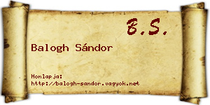 Balogh Sándor névjegykártya